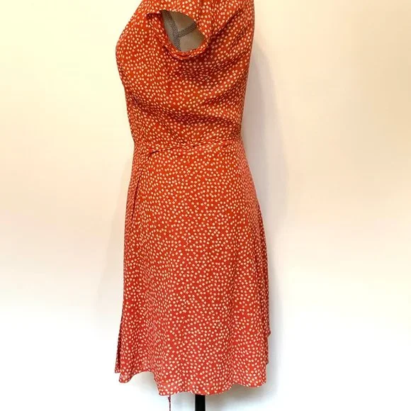 Reformation Orange Oyster Mini Wrap Floral Dress Size Small